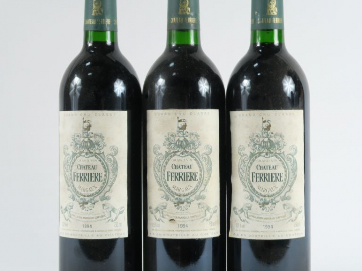 3 BOUTEILLES CHÂTEAU FERRIERE GCC MARGAUX - 1994 - BG