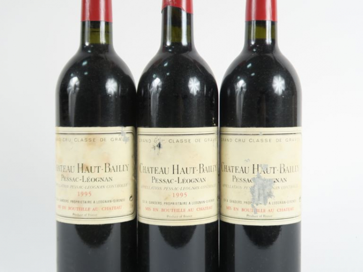 3 BOUTEILLES CHÂTEAU HAUT BAILLY GCC GRAVES - 1995 - BG/ELA