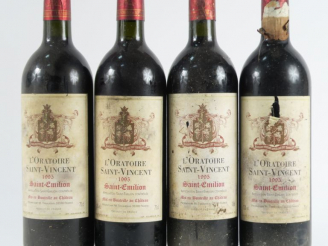 Vente aux enchères 4 BOUTEILLES L'ORATOIRE DE ST VINCENT ST EMILION - 1995