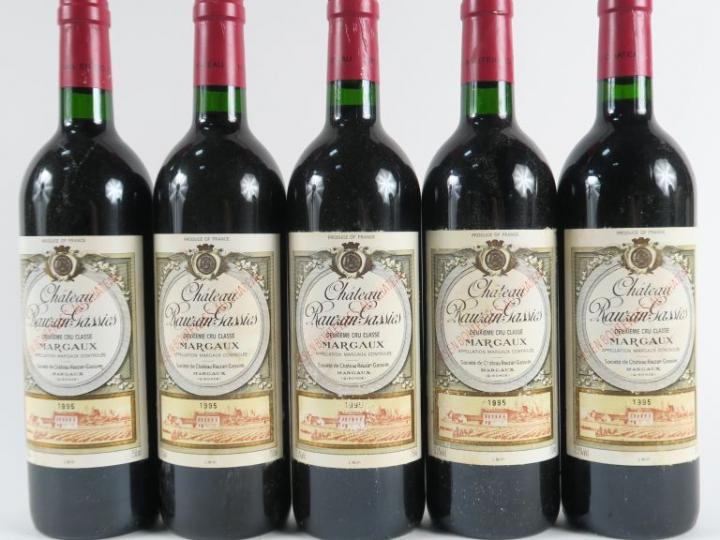 5 BOUTEILLES CHÂTEAU RAUZAN GASSIES GCC MARGAUX - 1995 - BG