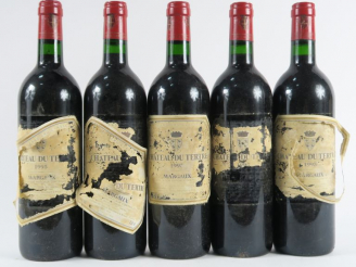 Vente aux enchères 5 BOUTEILLES CHÂTEAU DU TERTRE MARGAUX - 1995 - BG/ETA