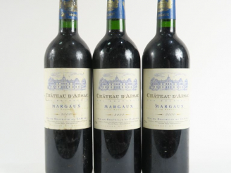 Vente aux enchères 3 BOUTEILLES CHÂTEAU D'ARSAC CB MARGAUX - 2000