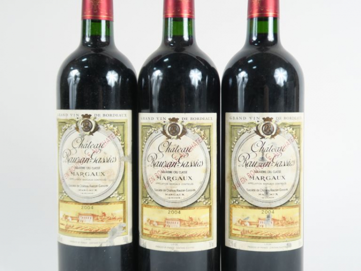 3 BOUTEILLES CHÂTEAU RAUZAN GASSIES GCC MARGAUX - 2004 - ETLA