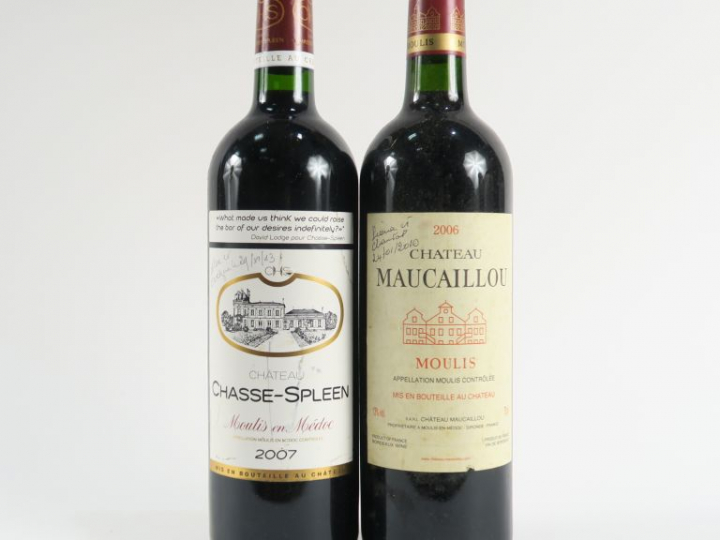2 BOUTEILLES MOULIS : 1 CHÂTEAU CHASSE SPLEEN 2007 - 1 CHÂTEAU MAUCAIL