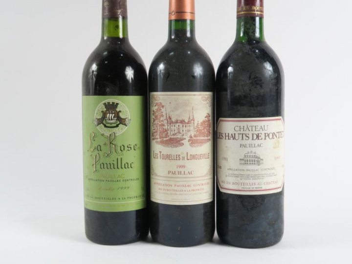 3 BOUTEILLES PAUILLAC : 1 LES TOURELLES DE LONGUEVILLE 1999 - 1 LA ROS