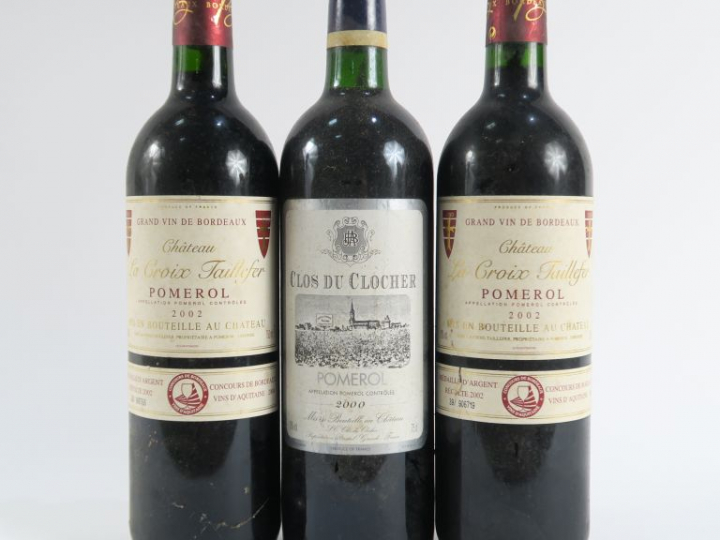 3 BOUTEILLES POMEROL : 1 CLOS DU CLOCHER 2000 - 2 CHÂTEAU LA CROIX TAI