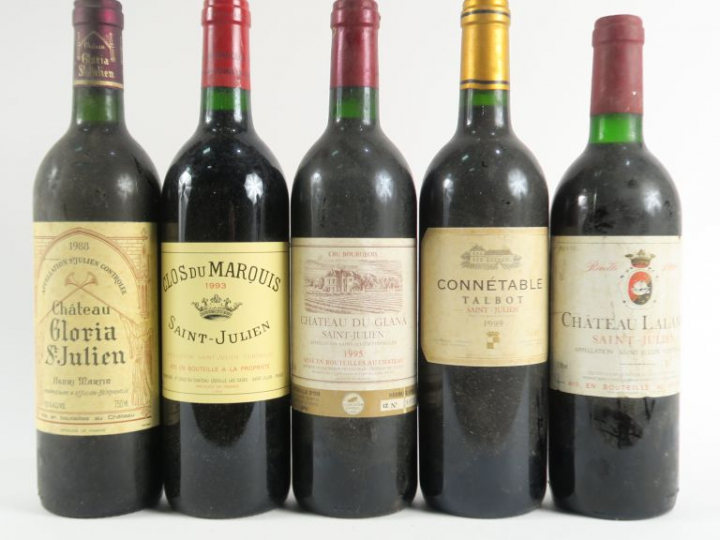 5 BOUTEILLES ST JULIEN : 1 CHÂTEAU GLORIA 1988 BG - 1 CLOS DU MARQUIS 
