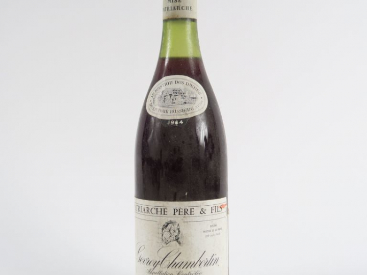 1 BOUTEILLE GEVREY CHAMBERTIN PATRIARCHE PÈRE   FILS - 1964  - 3,5 CM