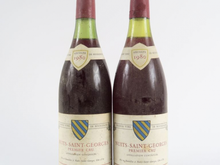 2 BOUTEILLES NUITS ST GEORGES GUY JEUNEMAITRE - 1980 - 3 CM