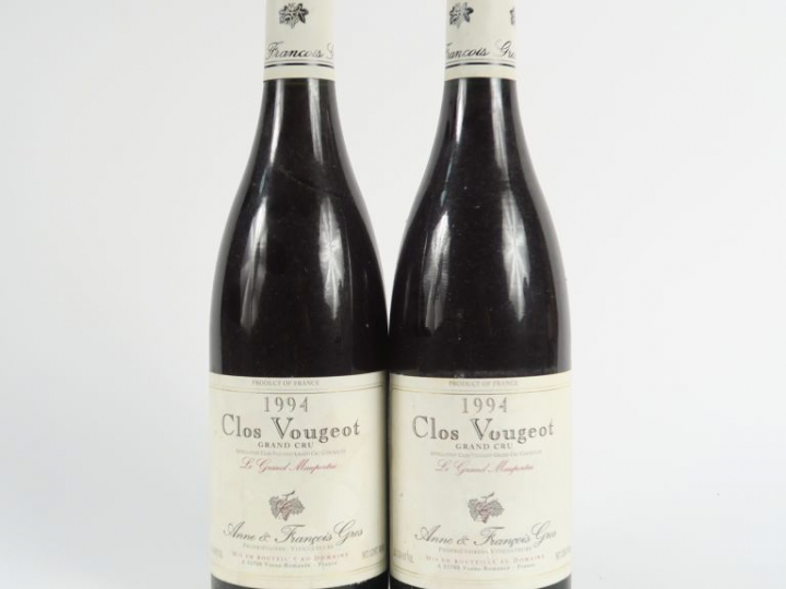 2 BOUTEILLES CLOS VOUGEOT GC 'LE GRAND MAUPERTUI' ANNE   FRANCOIS GROS