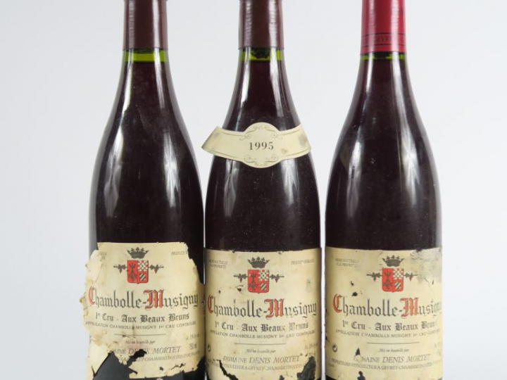 3 BOUTEILLES CHAMBOLLE MUSIGNY 1er CRU 'AUX BEAUX BRUNS' DENIS MORTET 