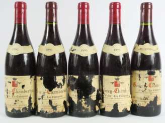 Vente aux enchères 5 BOUTEILLES GEVREY CHAMBERTIN 1er CRU 'LES CHAMPEAUX' DENIS MORTET - 