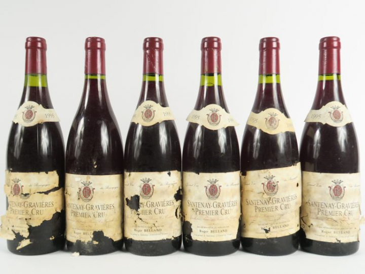 6 BOUTEILLES SANTENAY GRAVIERES 1er CRU ROGER BELLAND - 1995 - ETA/1 P