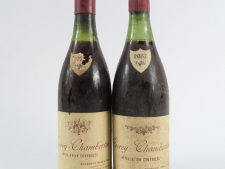 Vente aux enchères 2 BOUTEILLES GEVREY CHAMBERTIN BOURGEOT PÈRE   FILS - 1 de 1967 4,5 CM