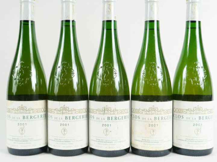 5 BOUTEILLES CLOS DE LA BERGERIE NICOLAS JOLY - 2001