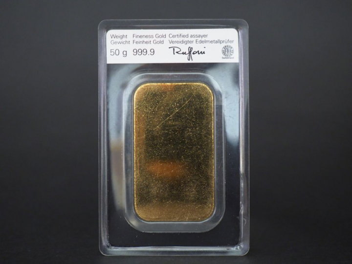 Lingotin or 50 g. Numéroté 120468. FRAIS ACHETEUR 10% TTC