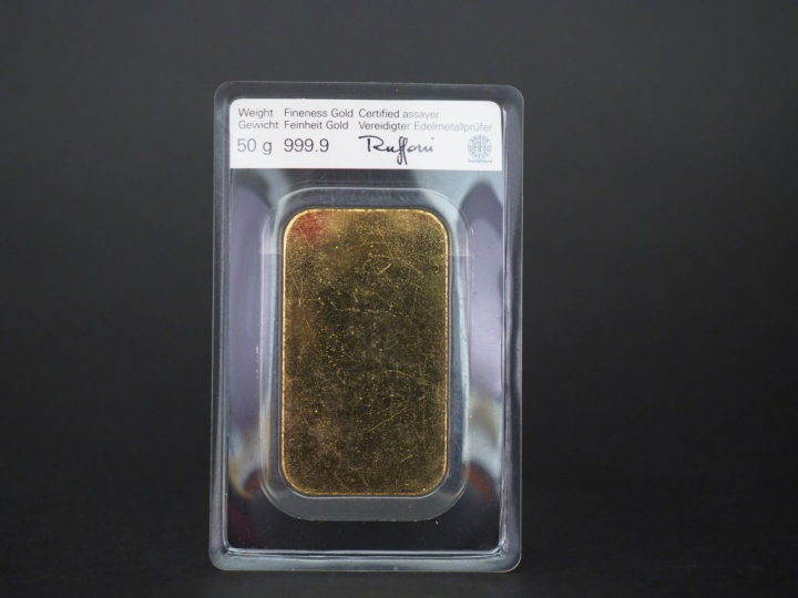 Lingotin or 50 g. Numéroté 120469. FRAIS ACHETEUR 10% TTC