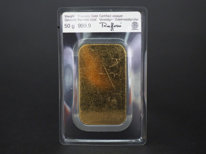 	Lingotin or 50 g. Numéroté 120470. FRAIS ACHETEUR 10% TTC