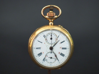 Vente aux enchères 	Montre de gousset en or jaune. Cadran émaillé à chiffres romains pour