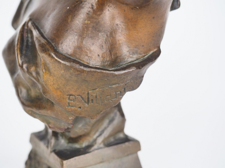 Emmanuel VILLANIS. "Fille d'Eve". Sujet en bronze à double patine. Sig