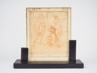 Vente aux enchères Ecole française XVIIIème. "Les trois Nymphes". Dessin à la sanguine do