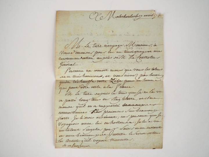 MALESHERBES (Lamoignon de). LETTRE AUTOGRAPHE signée et datée 17 avril