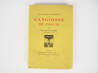 Vente aux enchères BARRES (Maurice). L'Angoisse de Pascal. Edition suivie d'une étude sur