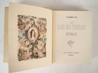 Vente aux enchères DUMAS Fils. La Dame aux camélias. Aquarelles de Jean DEJARNAC. Paris, 