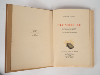 Vente aux enchères FRANCE (Anatole). Crainquebille, Putois et Riquet et les pensées de Ri
