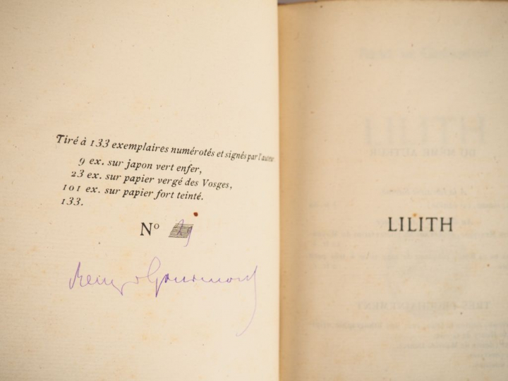 GOURMONT (Rémy de). Lilith. Paris, Des Presses des Essais d'Art Libre 