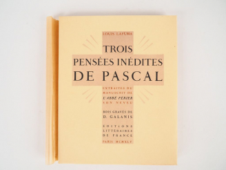 Vente aux enchères PASCAL. Louis LAFUMA. Trois pensées inédites de Pascal, extraites du m