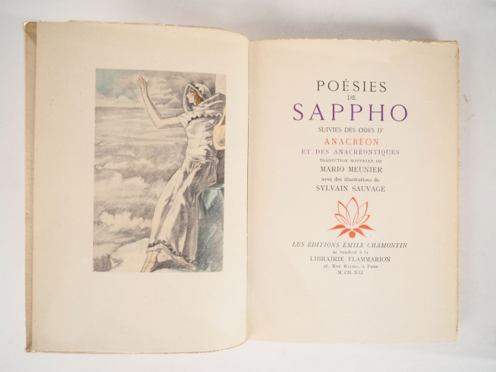SAPPHO. Poésies de Sappho, suivies des Odes d'Anacréon et des anacréon