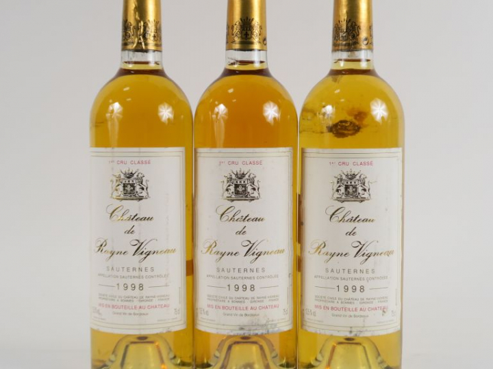 3 BOUTEILLES CHÂTEAU RAYNE VIGNEAU 1er CC SAUTERNES - 1998