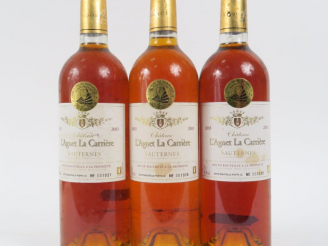 Vente aux enchères 3 BOUTEILLES CHÂTEAU L'AGNET LA CARRIERE SAUTERNES - 2003