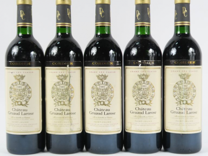 5 BOUTEILLES CHÂTEAU GRUAUD LAROSE GCC ST JULIEN - 1989 - BG/2 ETLT