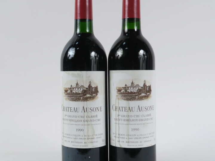 2 BOUTEILLES CHÂTEAU AUSONE 1er GCC ST EMILION - 1990 - BG/ETLT
