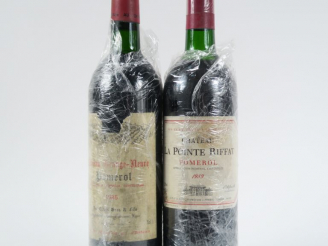 Vente aux enchères 2 BOUTEILLES POMEROL : 1 CHÂTEAU LA POINTE RIFFAT 1989 LB - 1 CHÂTEAU 