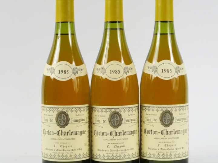 3 BOUTEILLES CORTON CHARLEMAGNE GC DOMAINE LOUIS CHAPUIS - 1985
