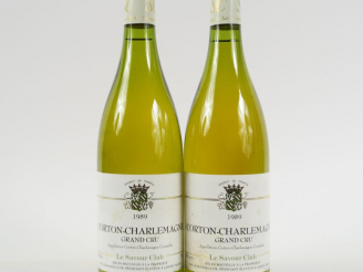 Vente aux enchères 2 BOUTEILLES CORTON CHARLEMAGNE GC LE SAVOUR CLUB - 1989
