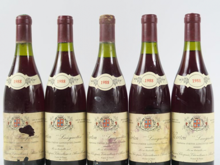 5 BOUTEILLES CORTON LANGUETTES DOMAINE MAURICE CHAPUIS - 1988 - ELA/1 