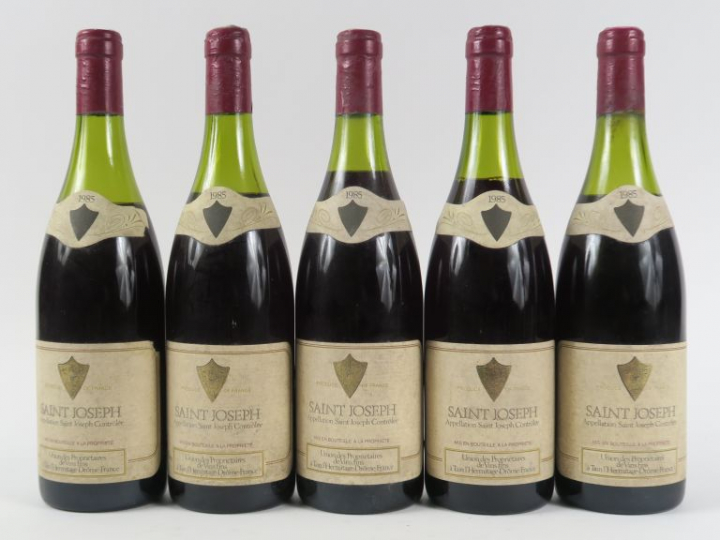 5 BOUTEILLES SAINT JOSEPH - 1985 - 4 CM/4,5 CM/5 CM/5,5 CM/6 CM