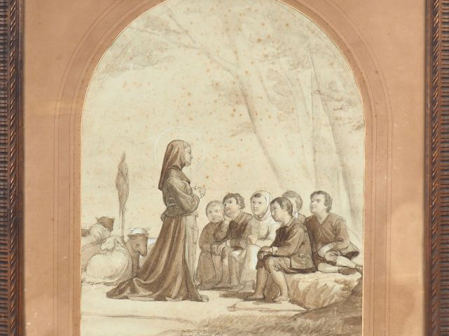 Bernard BENEZET. "Ste Germaine". Dessin préparatoire pour les fresques