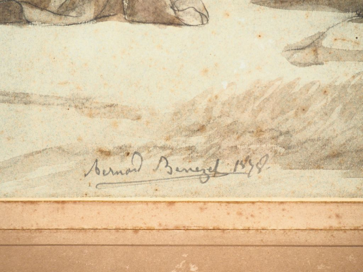 Bernard BENEZET. "Ste Germaine". Dessin préparatoire pour les fresques