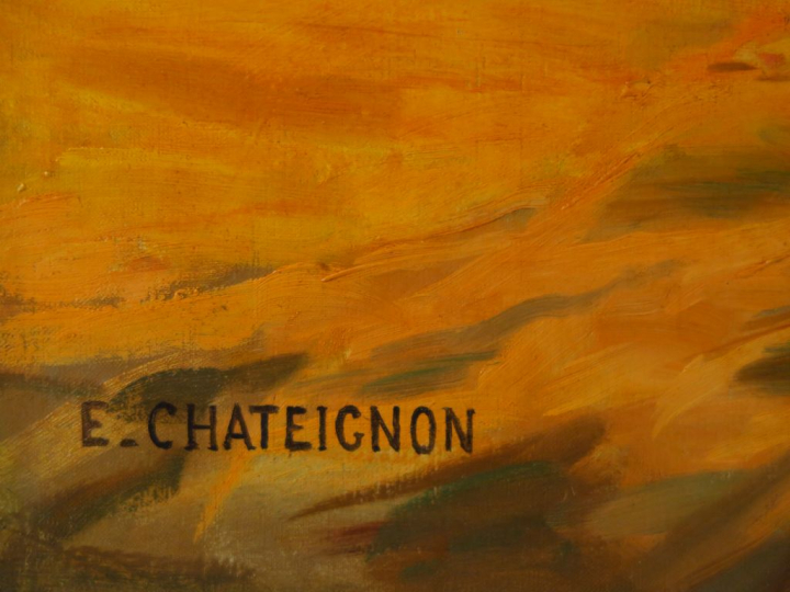 Ernest CHATEIGNON. "Insomnie". Huile sur toile, signée en bas à gauche