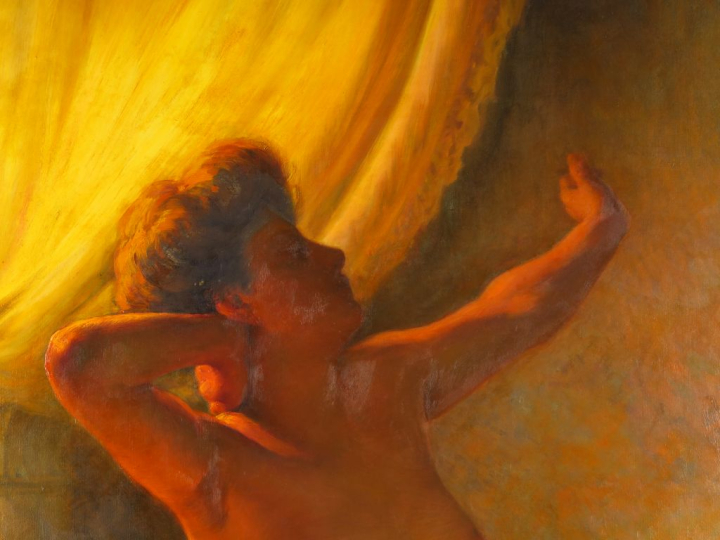 Ernest CHATEIGNON. "Insomnie". Huile sur toile, signée en bas à gauche