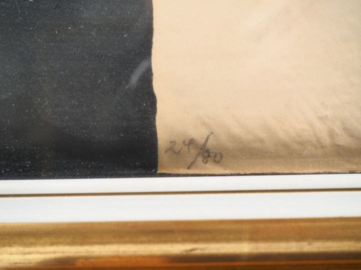 Antoni CLAVE.  "Sac i formes negres". Gravure en couleur, signée en ba