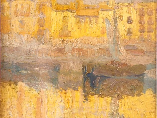 DAURA y GARCIA dit Pierre DAURA. "Vue de village au bord de l'eau, au 