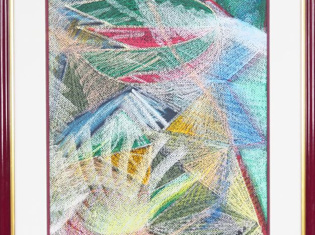 EVA ARLANDIS. "Engin, espatial". Dessin au crayon gras signé en bas à 