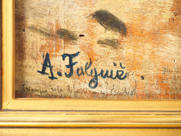 Alexandre FALGUIERE.  "Etude pour une composition au Panthéon" Huile s