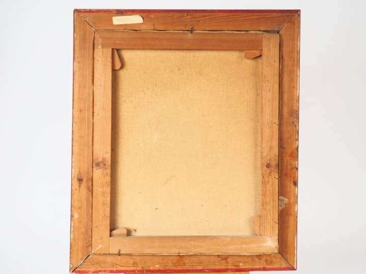 Josep GAUSACHS. "Personnages dans une ruelle d'Eivissa". Huile sur toi